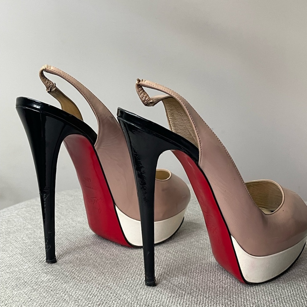 Christian Louboutin patent calf leather platform pumps. 150mm stiletto heel.40.5